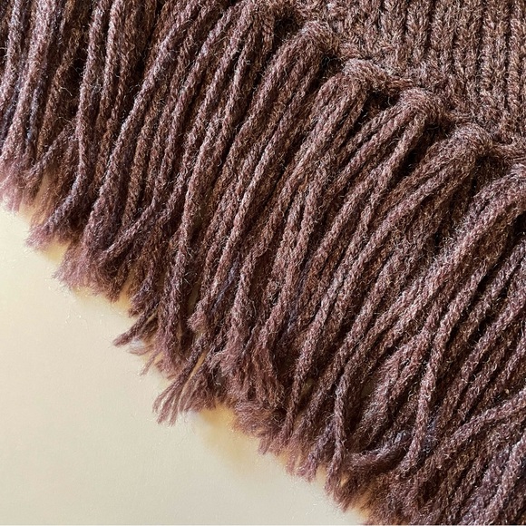 Hand Knit Shawl, Dusty Icy Plum, Fringe Trim, Versatile - Picture 8 of 10